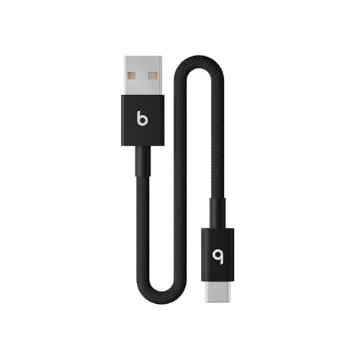 Picture of Beats MEQL4LL/A Beats USB-A to USB-C Woven Short Cable Fast Charging Durable/Tangle-Free Compatible Charger for Apple & Android Devices (20 cm, 8 in) - Bolt Black (EA)