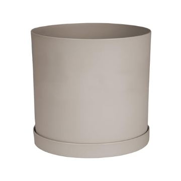 Picture of Bloem, Lcc. MAT1083 Bloem Mathers Planter w/Saucer Tray 10" Pebble Stone Beige (EA)