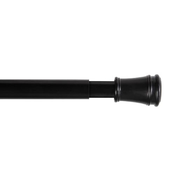 Picture of Kenney Manufacturing Company KN634US Kenney KN634 Rogers Twist & Fit No Tools Easy to Install Tension Curtain Rod, 28-48" Adjustable Length, Black Finish, 5/8" Diameter Steel Tube (EA)