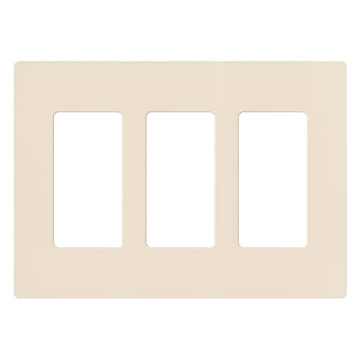 Picture of LUTRON ELECTRONICS CO CW-3-LA Lutron Claro Light Switch Cover Plate, 3 Gang Wallplate, for Decorator Light Switches, Rocker Light Switch Cover, Outlet Cover, Screwless Switch Plate Cover, Gloss, CW-3-LA, Light Almond (EA)