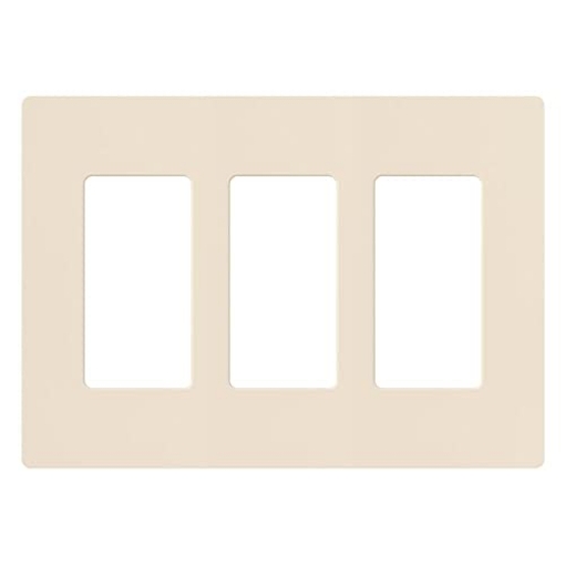 Picture of LUTRON ELECTRONICS CO CW-3-LA Lutron Claro Light Switch Cover Plate, 3 Gang Wallplate, for Decorator Light Switches, Rocker Light Switch Cover, Outlet Cover, Screwless Switch Plate Cover, Gloss, CW-3-LA, Light Almond (EA)