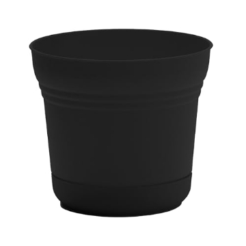 Picture of Bloem, Lcc. SP1200 Bloem Saturn 12" Black Round Resin Planter Pot with Snap-in Saucer for Indoor and Outdoor Gardening (EA)