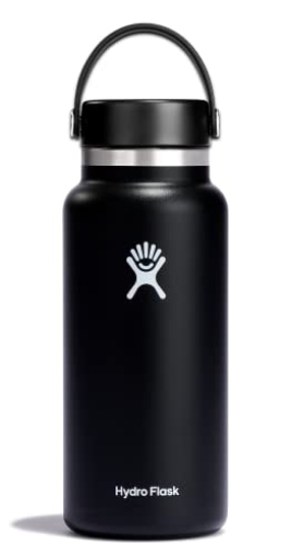Picture of STEEL TECHNOLOGY LLC W32BTS001 Hydro Flask Water Bottle - Insulated Stainless Steel - Wide Mouth Flex Lid, Non Spill, Leakproof and Refillable in 32 Oz Black (EA)