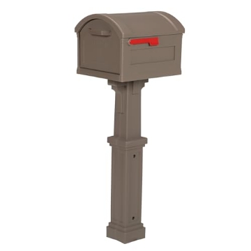 Picture of GIBRALTAR MAILBOXES GHC40MAM Architectural Mailboxes Grand Haven Plastic Mailbox and Post Kit, GHC40MAM, Mocha, Extra Large Capacity (EA)