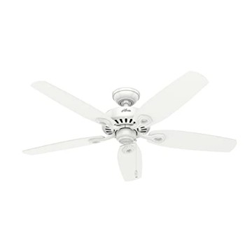 Picture of Hunter Fan Company 53240 Hunter 52 inch Indoor Ceiling Fan No Light with Pull Chain - White Ceiling Fan without Light, Standard Mount, 5 Blades, For Bedroom, Living Room, or Kitchen - Builder Elite 53240, Snow White (EA)