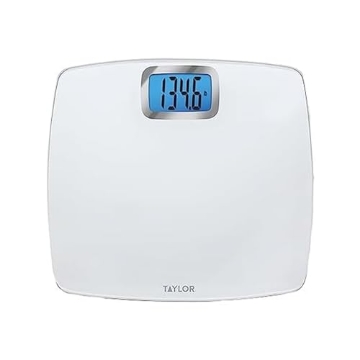 Picture of TAYLOR PRECISION PRODUCTS 752840133 Taylor Digital Scales for Body Weight, Extra high 440 LB Capacity, Unique Blue LCD, Bright White Finish Extra LargePlatform, 12.2 x 13.5 Inches, White (EA)