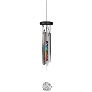 Picture of WOODSTOCK PERCUSSION INC CC7 Woodstock Wind Chimes for Outside, Outdoor Decor, Outdoor and Patio Decor, Porch Decor, Meditation, Yoga, Awareness, Relaxation, 17" Woodstock Chakra Chime Seven Stones (CC7) (EA)