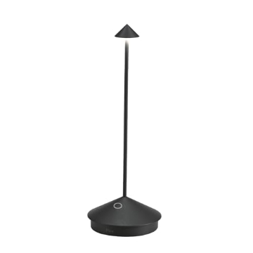 Picture of ZAFFERANO AMERICA LLC LD0650D4 Zafferano, Pina Pro Lamp, Rechargeable Cordless Table Lamp with Touch Controls, Suitable for Indoor and Outdoor, Dimmer, 2200-3000 K, Height 11.4 Inches, Black Color (EA)