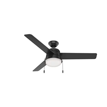 Picture of Hunter Fan Company 50386 Hunter Fan Company, 50386, 52 inch Aker Matte Black Indoor / Outdoor Ceiling Fan with LED Light Kit and Pull Chain (EA)