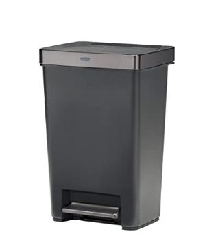 Picture of RUBBERMAID COMMERCIAL 2120983 Rubbermaid Premier Series III Step-On Trash Can for Home and Kitchen, with Stainless Steel Rim, 12.4 Gallon, Charcoal, for Home/Kitchen/Garage/Apartment/Office (PK-4-EA)