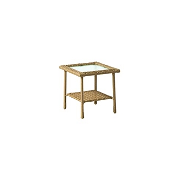 Picture of Living Accents PETS2021 LIVING ACCENTS Palmaro Square Wicker/Glass/Steel Side Table in Tan (EA)
