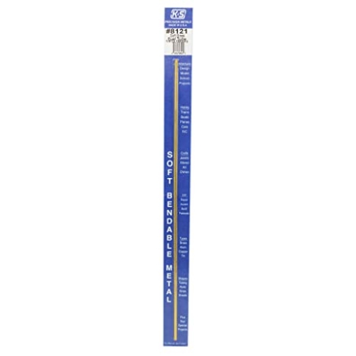 Picture of K&S 8121 K&S Precision Metals Bendable Brass Fuel Tube 8121 – 1/8" OD x 0.014" Wall x 12" Long – DIY Crafts, Plumbing, Modeling, Made in USA, 1 Tube (EA)