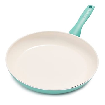 Picture of THE COOKWARE COMPANY CC002479-001 GreenPan Rio Healthy Ceramic Nonstick 12" Frying Pan Skillet, PFAS-Free, Dishwasher Safe, Turquoise (EA)