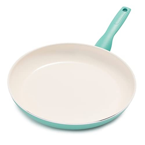 Picture of THE COOKWARE COMPANY CC002479-001 GreenPan Rio Healthy Ceramic Nonstick 12" Frying Pan Skillet, PFAS-Free, Dishwasher Safe, Turquoise (EA)
