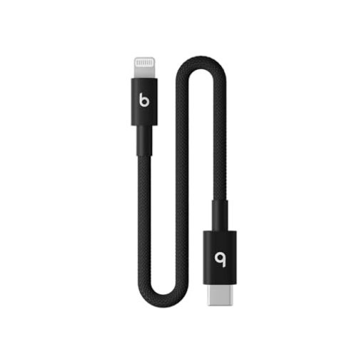 Picture of Beats MEQM4LL/A Beats USB-C to Lightning Woven Cable Fast Charging Durable/Tangle-Free Compatible Charger for Apple Devices w Lightning Ports (20 cm, 8 in) - Bolt Black (EA)