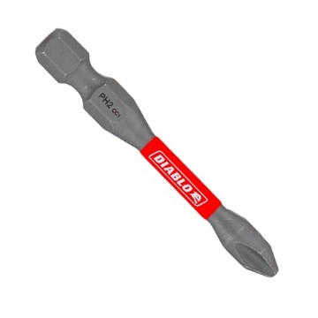 Picture of Freud Inc DPH22P15 Diablo Phillips Drive Bits with Anti-Slip Tip for Installing and Removing Fasteners - Impact Strong, 1/4" Hex Shank, PH2 Screwdriver Head, 2" Length, 15-Pack - DPH22P15 (EA)
