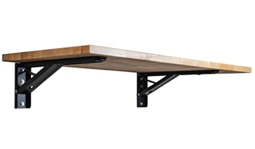 Picture of FOREST PRODUCTS DISTRIBUTORS INC HRQBCTIB-48 Latitude 59 Hardwood 4 ft. L x 20 in. D x 1.25 in. T Butcher Block Folding Countertop in Clear UV Finish Black Brackets (EA)