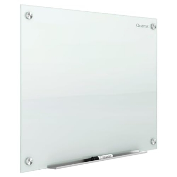 Picture of QUARTETMFG G7248W-A Quartet Whiteboard, Glass Dry Erase Board, Magnetic, 6' x 4', Infinity Frameless Mounting, White Surface, Accessory Tray, 1 Dry Erase Marker and 2 Glass Board Magnets (G7248W) (EA)