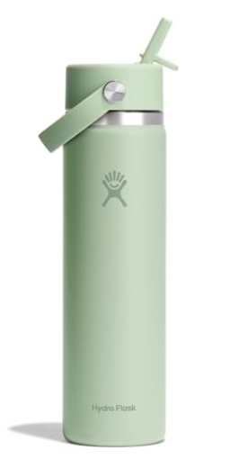 Picture of STEEL TECHNOLOGY LLC W24CFS338 Hydro Flask Water Bottle - Insulated Stainless Steel - Wide Mouth Flex Straw Lid, Non Spill, Leakproof and Refillable in 24 Oz Aloe Green (EA)
