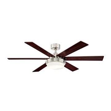 Picture of Westinghouse Lighting 7205100 Westinghouse Lighting 7205100 Alloy II, Modern LED Ceiling Fan with Light, 52-inch, Brushed Nickel Opal Frosted Glass (EA)