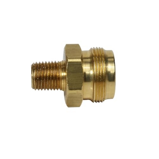 Picture of Mr. Heater, Inc. F273755 Mr. Heater F273755 1/4 Male Pipe Thread x 1"-20 Male Throwaway Cylinder Thread Fitting,Multicolored,Regular (EA)