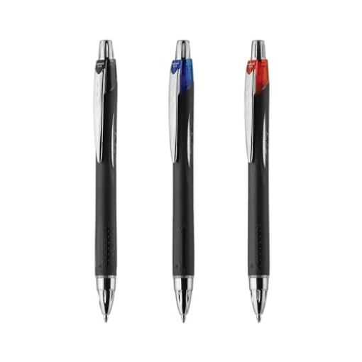 Picture of UBC UBC73840 Uni-Ball Jetstream RT 3 Pack, 1.0mm Medium Assorted, Wirecutter Best Pen, Ballpoint Pens, Ballpoint Ink Pens | Office Supplies, Pens, Ballpoint Pen, Colored Pens, Fine Point, Smooth Writing Pens (PK-3-EA)