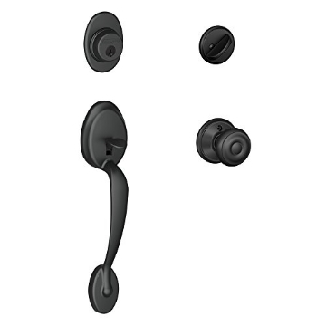 Picture of Ingersoll Rand F60PLYXGEO622 Schlage Plymouth Single Cylinder Handleset and Georgian Knob, Matte Black (F60 PLY 622 GEO) (EA)