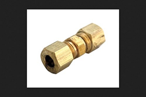 Picture of JMF COMPANY 4503975 JMF 1/8 in. Dia. x 1/8 in. Dia. Compression To Compression To Compression Yellow Brass Union (PK-5-EA)