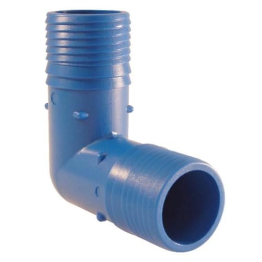 Picture of APOLLO INVESTMENT HOLDING ABTE114 Apollo Blue Twister 1-1/4 in. Insert x 1-1/4 in. Dia. Insert Acetal for Pressure Applications Elbow (EA)