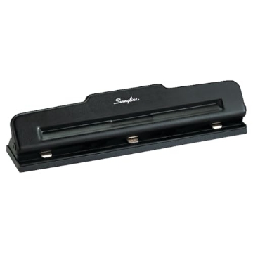 Picture of Swingline A7074015K 10-Sheet Desktop Three-Hole Adjustable Punch 9/32" Holes Black (EA)