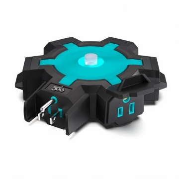 Picture of 360 Electrical 3E0782-AQG6NA 360 Electrical PowerHubXL 5-Outlet Heavy-Duty Outdoor Adapter, Aqua/Grey (EA)