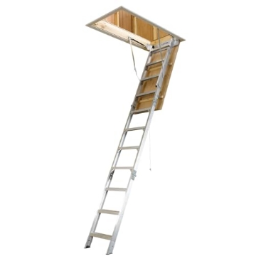 Picture of Werner Co AH2510C Werner 8 To 10 ft. Ceiling 25 in. x 54 in. Aluminum Attic Ladder Type IAA 375 lb. capacity (EA)