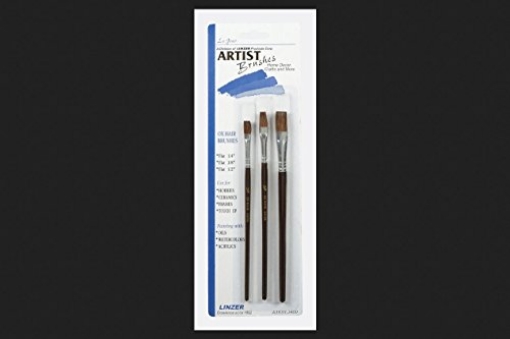 Picture of Linzer A353 Linzer 1/4, 3/8, and 1/2 in. W Flat Ox Hair Artist Paint Brush Set (PK-12-EA)