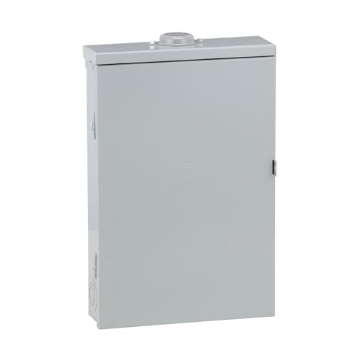 Picture of Square D HOM2040M100PRB Square D by Schneider Electric Homeline 100 Amp Outdoor Main Breaker Box, Circuit Breaker Load Center, Plug On Neutral, 20-Space 40-Circuit, 120/240 VAC, UL Listed, NEMA 3R Enclosure (HOM2040M100PRB) (EA)