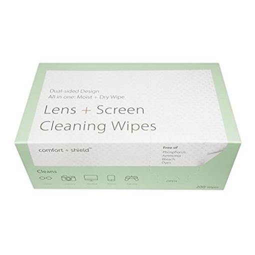 Picture of Unknown  Comfort + Shield Lens & Electronics Natural Cleaning Wipes (200 Count) | Wet & Dry Dual Design Lens Cleaner | Laptop & Smart Phone Wipes, Wipes for Glasses, Camera Lens Cleaning Wipes (EA)