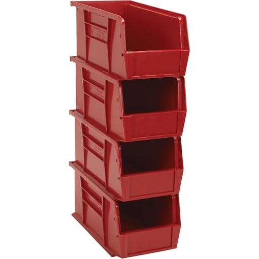 Picture of QUANTUM STORAGE RQUS230RD Quantum Storage 5 in. L x 5-1/2 in. W x 11 in. H Stack and Hang Bin Polypropylene 4 pk Red (EA)