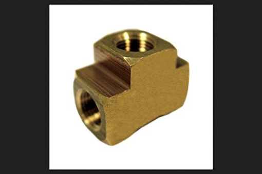 Picture of JMF COMPANY 4505731 JMF 1/2 in. Dia. x 1/2 in. Dia. x 3/8 in. Dia. FPT To FPT To FPT Yellow Brass Tee (EA)