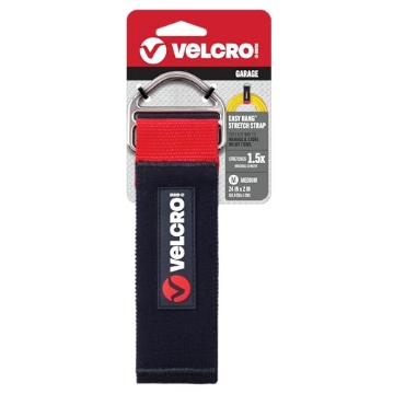 Picture of VEK VEL-30894-USA VELCRO Brand Easy Hang Stretch Storage Strap | Heavy Duty Holds 20lbs | Elastic Stretches 1.5X Length | Wrap Extension Cords, Bundle Poles and Tool Handles | Medium 24" Black (PK-24-EA)
