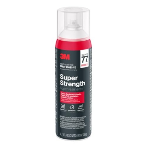 Picture of 3M 77-NAT 3M Super 77 Multi-Surface Spray Adhesive, 14.1 oz., Low VOC, Quick Bond, Fast Drying, Clear Finish for Foil, Foam, Paper, Metal, Plastic, Fabric, and Cardboard (77-NAT) (EA)