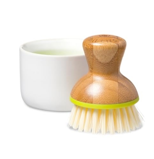 Picture of FULL CIRCLE INTERNATIONAL INC FC12114W Full Circle Bubble Up Bamboo Dish Brush & Ceramic Soap Dispenser – Family Safe, Formaldehyde-Free – Kitchen Scrub Brush for Dishes, Nonstick & Cast Iron, White (EA)