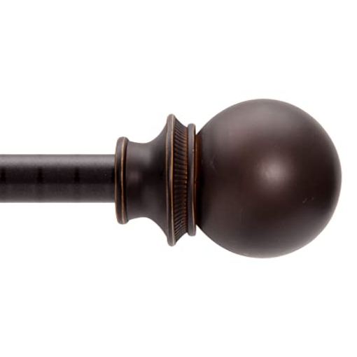 Picture of Kenney Manufacturing Company KN80802NP Kenney KN80802 Fast Fit Easy Install Birkin Ball End Decorative Window Curtain Rod, 42-120" Adjustable Length, Oil Rubbed Bronze Finish, 3/4" Diameter Steel Tube (EA)