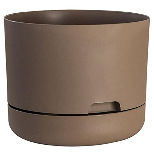 Picture of RUGG MANUFACTURING CORP LR1206-CAP Rugg Round Self Watering Planter with Built in Saucer, UV Resistant Polyresin Pot, 12" (Cappuccino) (EA)