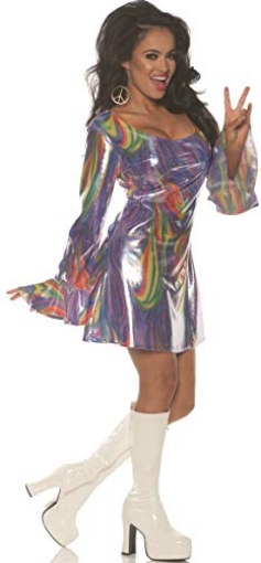 Picture of Underwraps Child Code UR28917LG Shakin' Women's Costume A 70's Disco Inspired Colorful and Shiny Holographic Long Sleeve Mini Dress with Bell Sleeves (EA)