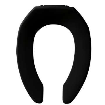 Picture of MAYFAIR BY BEMIS 955CT-047 CHURCH 295CT Commercial Open Front Plastic Toilet Seat, Heavy Duty Industrial Seat without Lid, Secure Installation for Long Lasting Use, Made in USA, Elongated, Black (EA)