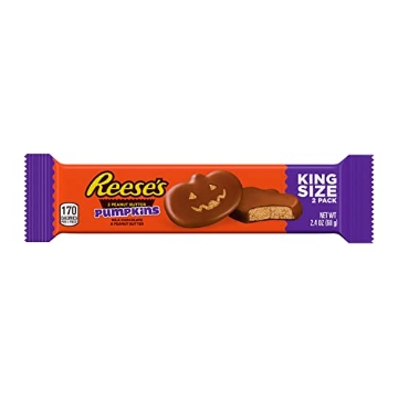 Picture of REESE'S 34000 47367 REESE'S Milk Chocolate Peanut Butter King Size, Halloween Pumpkins Candy 2-Pack, 2.4 oz (PK-24-EA)