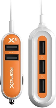 Picture of RAPIDX RX-X5USBO RapidX X5 Car Charger with 5 USB Ports for iPhone and Android - Orange (EA)