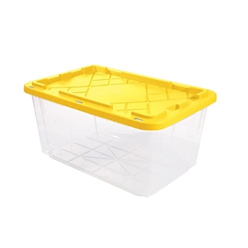 Picture of THE MERCHANT OF TENNIS 691331 GREENMADE 27 gal Clear/Yellow Snap Lock Storage Box 14.7 in. H X 20.4 in. W X 30.4 in. D Stackable (PK-4-EA)