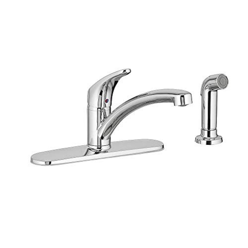 Picture of American Standard 7074040.002 American Standard 7074040.002 Colony Pro Single-Handle Kitchen Faucet with Side Spray and Deckplate, Polished Chrome (EA)