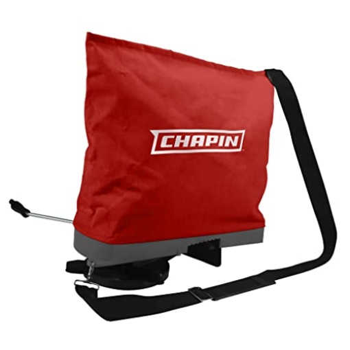 Picture of Chapin 84700A Chapin 84700A 25-Pound Professional Handheld Bag Seed spreader with Waterproof Bag, Enclosed Gears, Rear Baffle, Adjustable Shoulder Strap and Multiple Spread Options, Red (EA)
