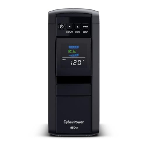 Picture of CYBERPOWER(R) CP850PFCLCD CyberPower CP850PFCLCD PFC Sinewave UPS Battery Backup and Surge Protector, 850VA/510W, 10 Outlets, AVR, Mini-Tower; UL Certified (EA)